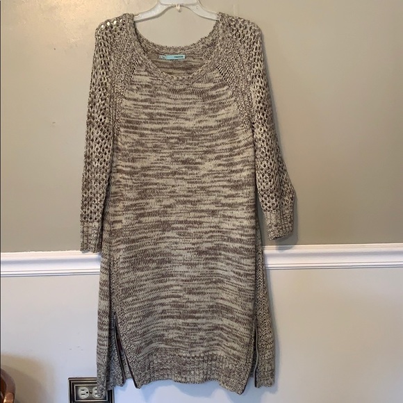 Maurices Dresses & Skirts - Maurice’s XL Sweater Dress Brown White Crochet